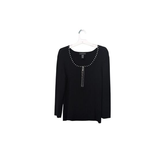 Cable & Gauge Black Knit Top with Crystal Detail – Size Large - Picture 1 of 4